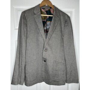 Ted Baker London Men's 40R Gray Linen Blend Blazer Jacket Coat 2-button